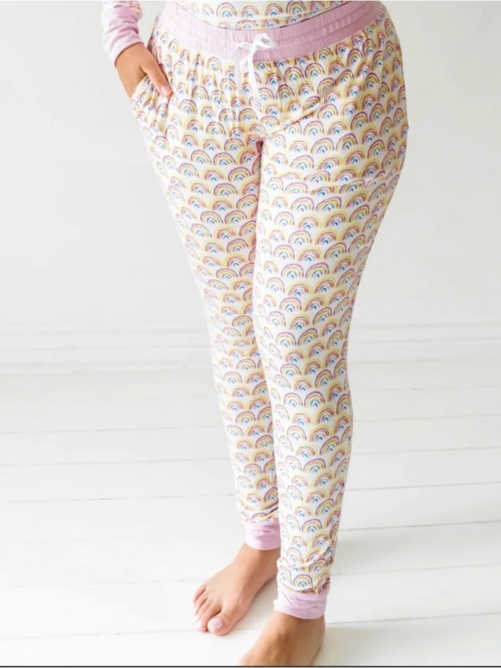 NWT Little Sleepies women’s bamboo pastel rainbow pants size large